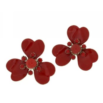 orecchini clips smalto Papavero Rosso